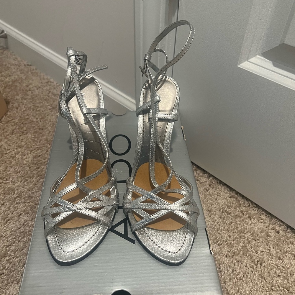 Aldo Silver Strappy Heels